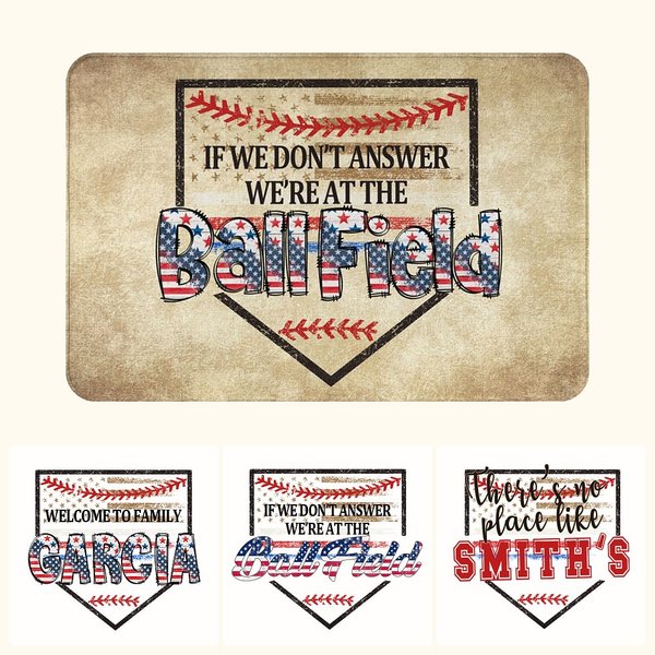 Felpudo de franela de bienvenida de béisbol personalizado para el 4 de julio