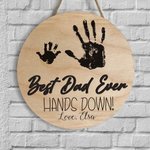 Personalisierte Best Dad Ever Hände nach unten Handabdruck hölzernen Türschild