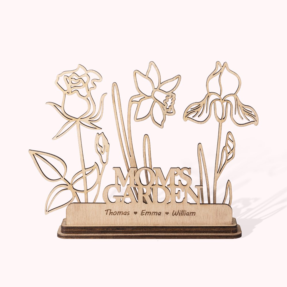 Décor de Fleur de Naissance en Bois Évidé Personnalisé avec Nom Cadeau Anniversaire Fête