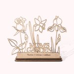 Personalisierte Holz Hollow-out Geburt Blume Home Decor mit Namen