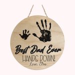 Personalisierte Best Dad Ever Hände nach unten Handabdruck hölzernen Türschild