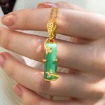 Personalized Natural Jade Pendant Charm Necklace with Birthstone
