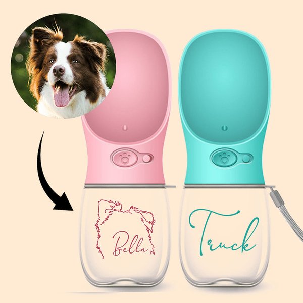 Borraccia portatile per cane personalizzata con nome e design unico regalo utile per viaggi e passeggiate all'aperto per cani