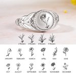 Anillo Personalizado Flor de Nacimiento Ramo de Plata para Mujer