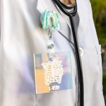 Personalisierte schillernde Ultraschall ID Badge Buddy mit Blume Badge Reel für medizinische Mitarbeiter