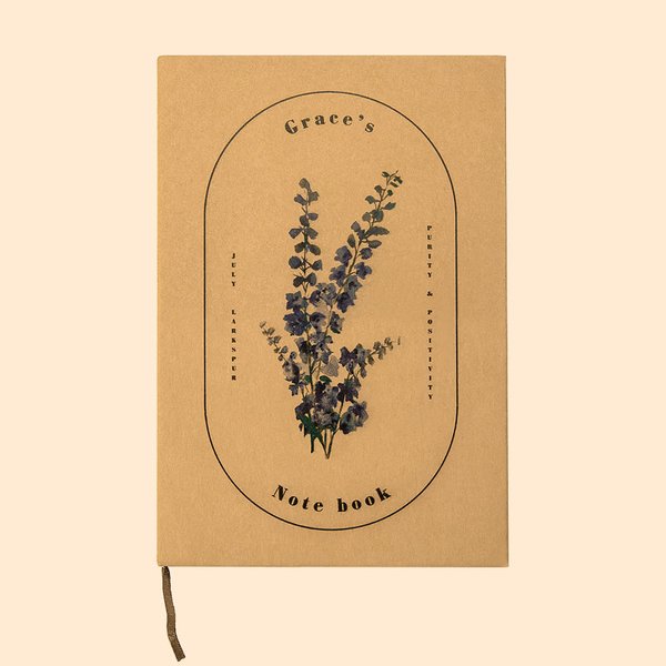 Personligt anteckningsblock med födelseblomma och namn för födelsedagsgåva