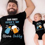 Personalized Our First Father's Day Together Father and Baby Matching Set 100% Cotton Shirt with Names Father's Day Gift for Baby New Dad