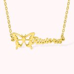 Collier Personnalisé avec Papillon de Naissance et Prénom Bijou Argent ou Laiton Cadeau Anniversaire Fête pour Femme