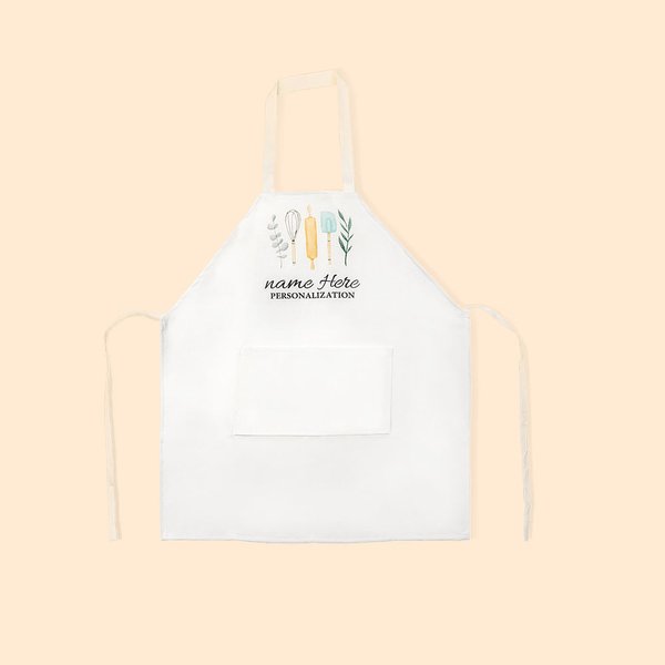 Gepersonaliseerd linnen keukenschort met zak