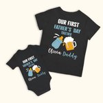 Personalized Our First Father's Day Together Father and Baby Matching Set 100% Cotton Shirt with Names Father's Day Gift for Baby New Dad