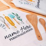 Personalized Linen Kitchen Apron with Pocket
