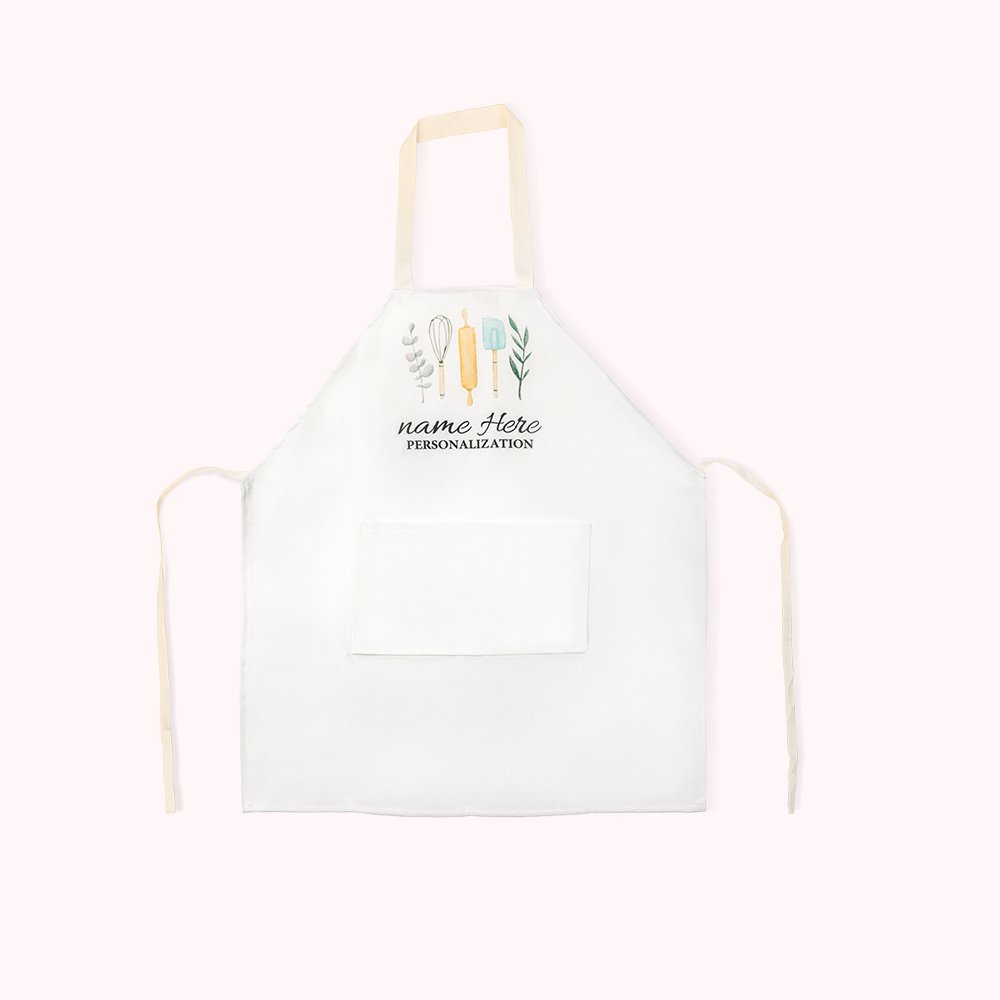 Tablier de cuisine en lin personnalisé avec poche