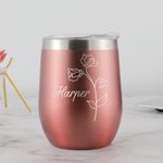 Personalisierter Langlebiger 330ml Edelstahl-Thermosbecher mit Geburtsblume und Namen Gravur Geeignet für Bier Wein Getränke