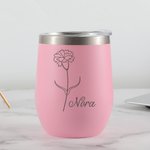 Personalisierter Langlebiger 330ml Edelstahl-Thermosbecher mit Geburtsblume und Namen Gravur Geeignet für Bier Wein Getränke