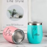 Personalisierter Langlebiger 330ml Edelstahl-Thermosbecher mit Geburtsblume und Namen Gravur Geeignet für Bier Wein Getränke