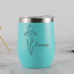 Personalisierter Langlebiger 330ml Edelstahl-Thermosbecher mit Geburtsblume und Namen Gravur Geeignet für Bier Wein Getränke