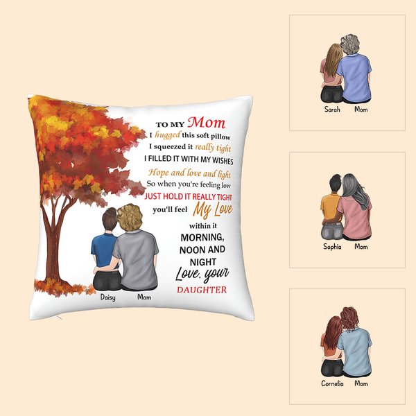 Funda Almohada Personalizada Abuela Nieta Mama Hija Arbol de Arce Decoracion del Hogar Dia de la Madre Regalo de Cumpleaños para la Familia