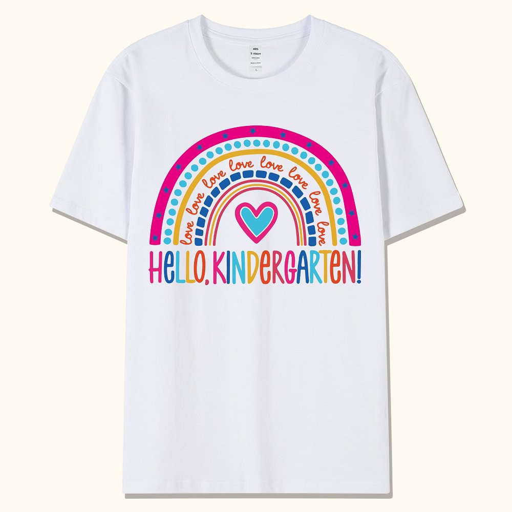 T-shirt personnalisé "Hello Kindergarten Rainbow Boys Girls" Cadeau pour enfants