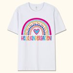 Personalisierte Hallo Kindergarten Regenbogen Jungen Mädchen T-Shirt Geschenk für Kinder
