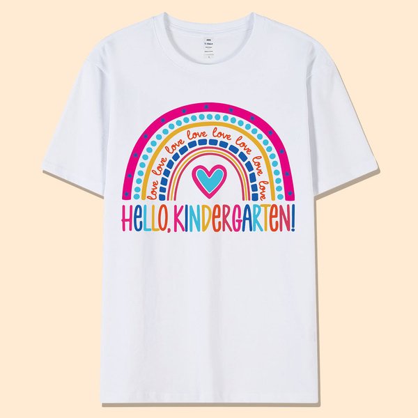 Personalisierte Hallo Kindergarten Regenbogen Jungen Mädchen T-Shirt Geschenk für Kinder