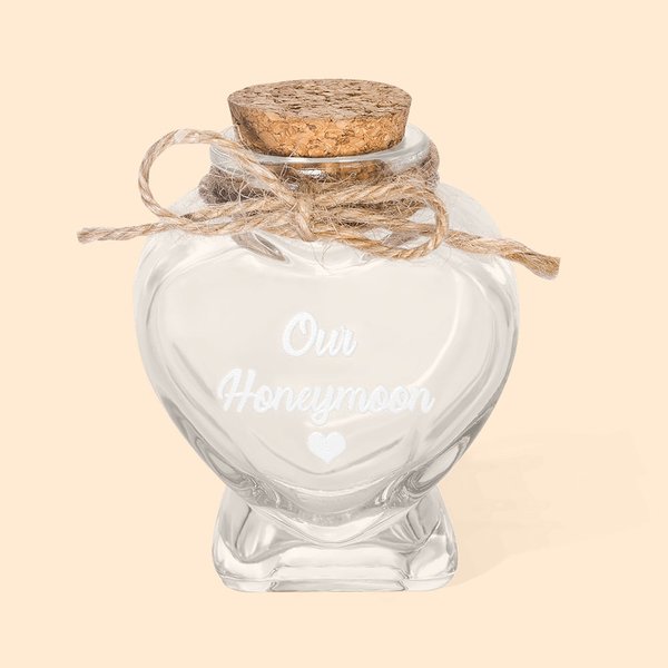 Gepersonaliseerd hart glazen huwelijksreis zand potje voor huwelijksgeschenk