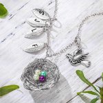 Personalized Bird Nest Family Necklace with Initials for Mom Grandma Gift