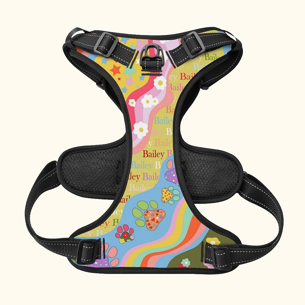 Harnais de poitrine pour chien personnalisé, triple couche, respirant et ajustable en maille.
