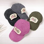 Personalised Pink Ribbon Breast Cancer Awareness Distressed Baseball Cap