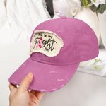 Personalised Pink Ribbon Breast Cancer Awareness Distressed Baseball Cap