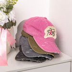 Personalised Pink Ribbon Breast Cancer Awareness Distressed Baseball Cap