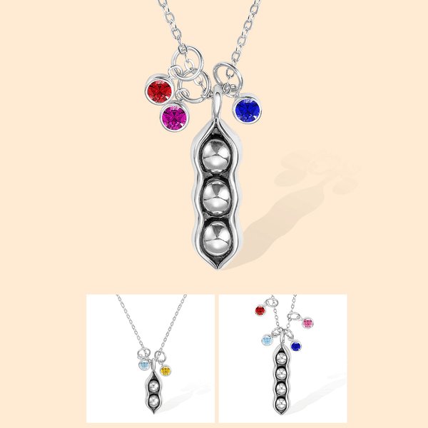 Pea Pod and Birthstone Necklace Best Friend