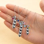 Personligt halsband med ärtskida och födelsestenar Present till bästa vän