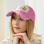 Personalised Pink Ribbon Breast Cancer Awareness Distressed Baseball Cap