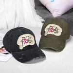 Personalised Pink Ribbon Breast Cancer Awareness Distressed Baseball Cap