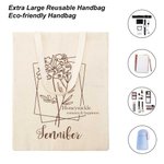 Sac de Shopping en Toile Personnalisé avec Fleur de Naissance et Nom Cadeau pour Femme