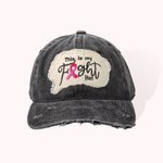 Personalised Pink Ribbon Breast Cancer Awareness Distressed Baseball Cap