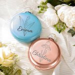 Personalised Round Flask Laser Engraved with Name and Birth Month Flower