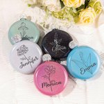 Personalised Round Flask Laser Engraved with Name and Birth Month Flower