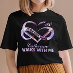 Personalised Memorial Heart T-shirt Never Walk Alone Walk With Me