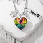 Personalized Rainbow Bridge Paw Print Wings Heart Necklace with Name Dainty Jewelry Pet Loss Sympathy Memorial Gift for Pet Lovers
