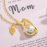 Personalized Vine Leaf Curve Necklace with Heart and Pearl