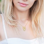 Personalized Vine Leaf Curve Necklace with Heart and Pearl