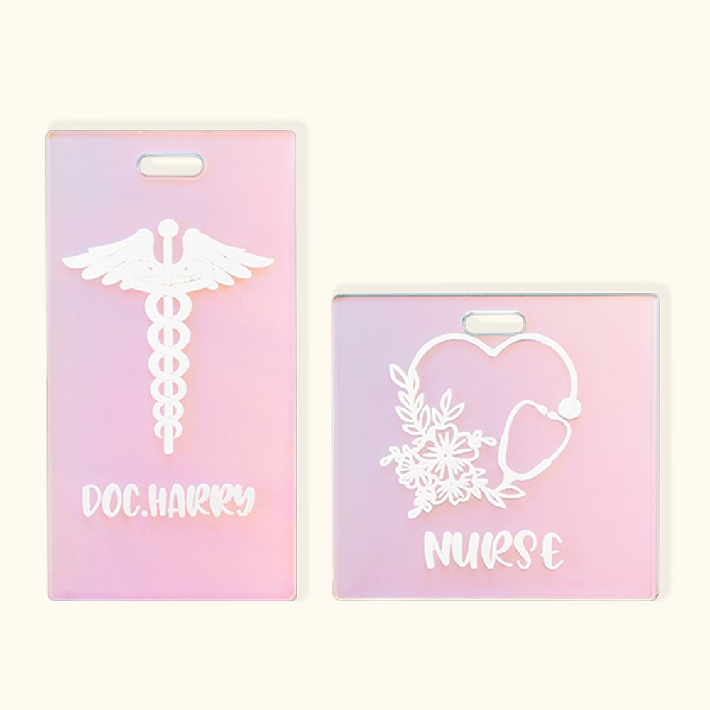 Badge d'identification personnalisé pour échographes avec enrouleur fleuri pour le personnel médical