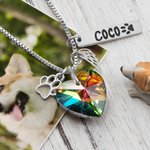 Personalized Rainbow Bridge Paw Print Wings Heart Necklace with Name Dainty Jewelry Pet Loss Sympathy Memorial Gift for Pet Lovers