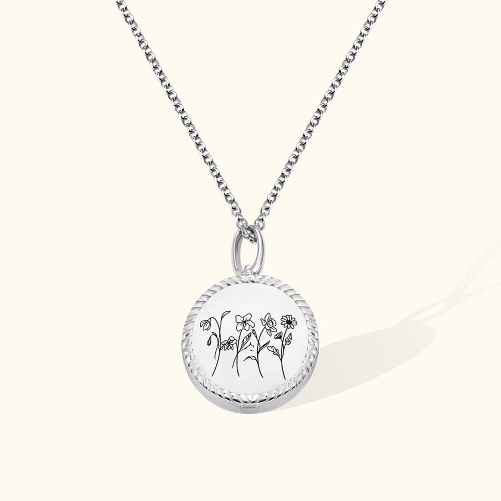 Collana personalizzata con medaglione fotografico e mese di nascita Regali floreali per lei