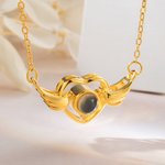 Personalised Wing Heart Photo Projection Memorial Necklace for Her