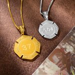 Collana personalizzata con distintivo d'onore dei vigili del fuoco con numero e dipartimento