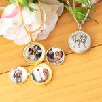 Personalized Photo Locket Necklace with Birth Month Flower Gifts for Her