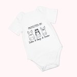 Personalized Protected By Pet Cotton Baby Onesie Birthday Gift Christmas Gift for Baby or New Mother