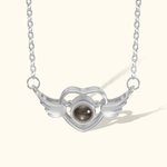 Personalised Wing Heart Photo Projection Memorial Necklace for Her